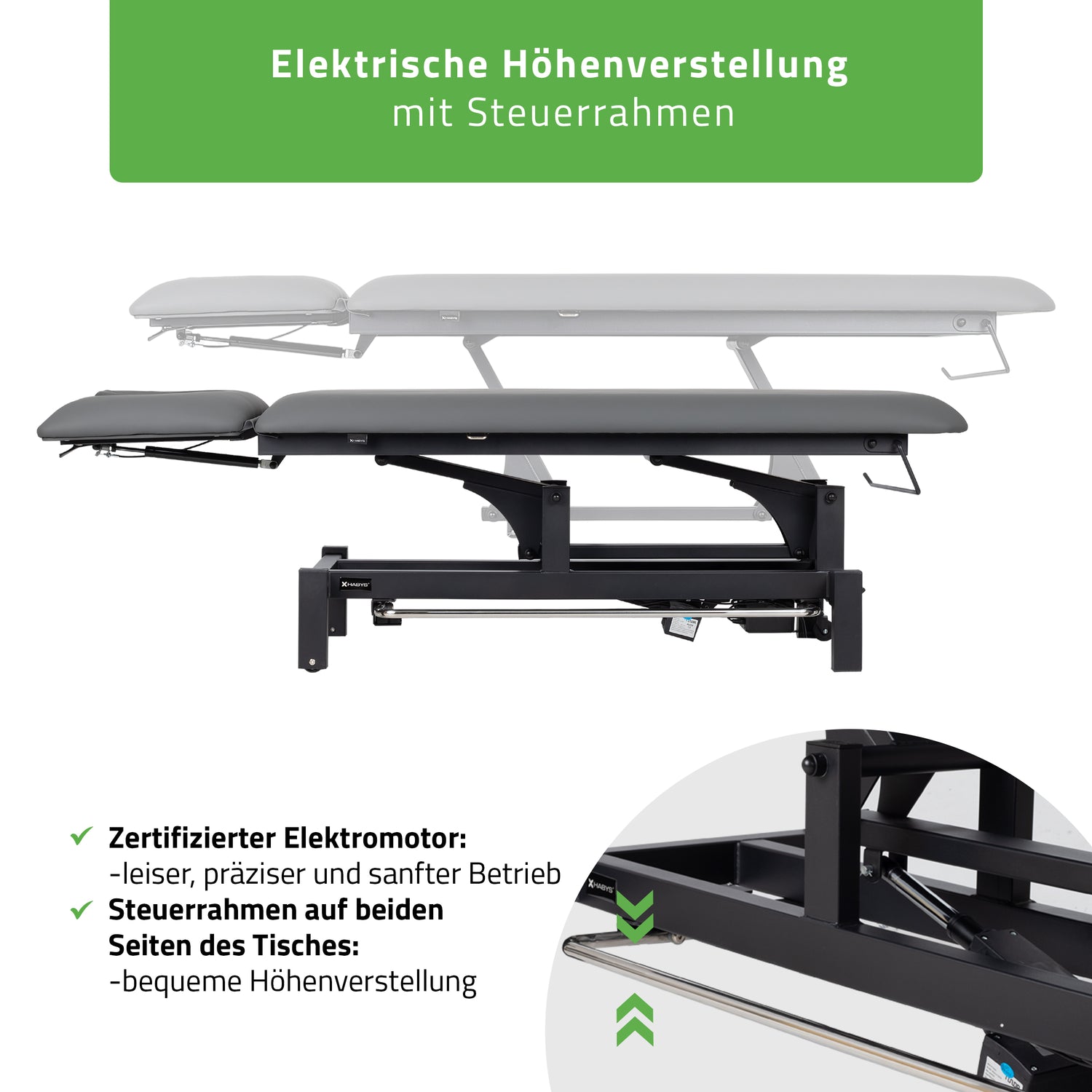 Massageliege Elektrisch Fortis 2 Ergo | 2-Segmente | Handfernbedienung Steuerrahmen | 3 Jahre Garantie