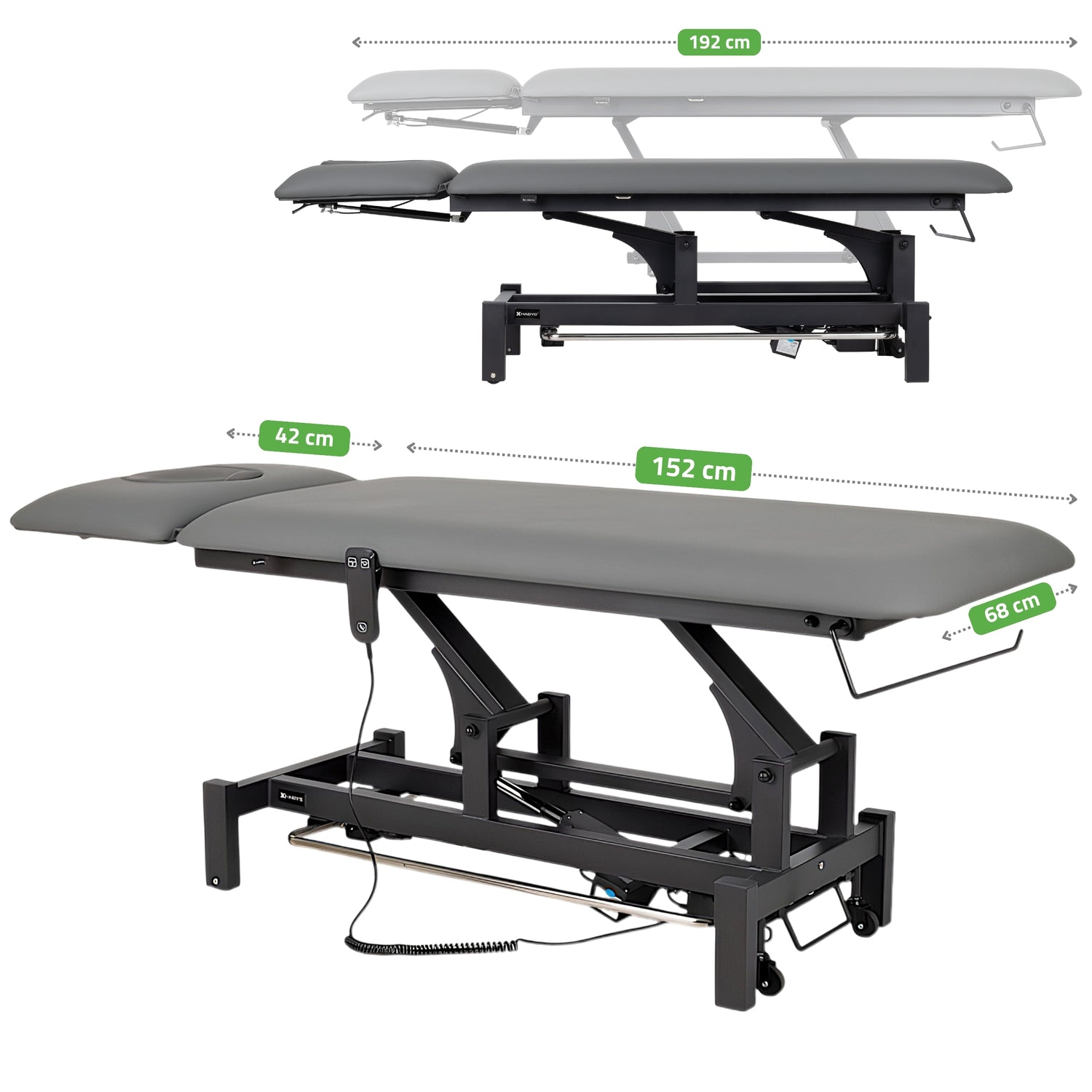 Massageliege Elektrisch Fortis 2 Ergo | 2-Segmente | Handfernbedienung Steuerrahmen | 3 Jahre Garantie