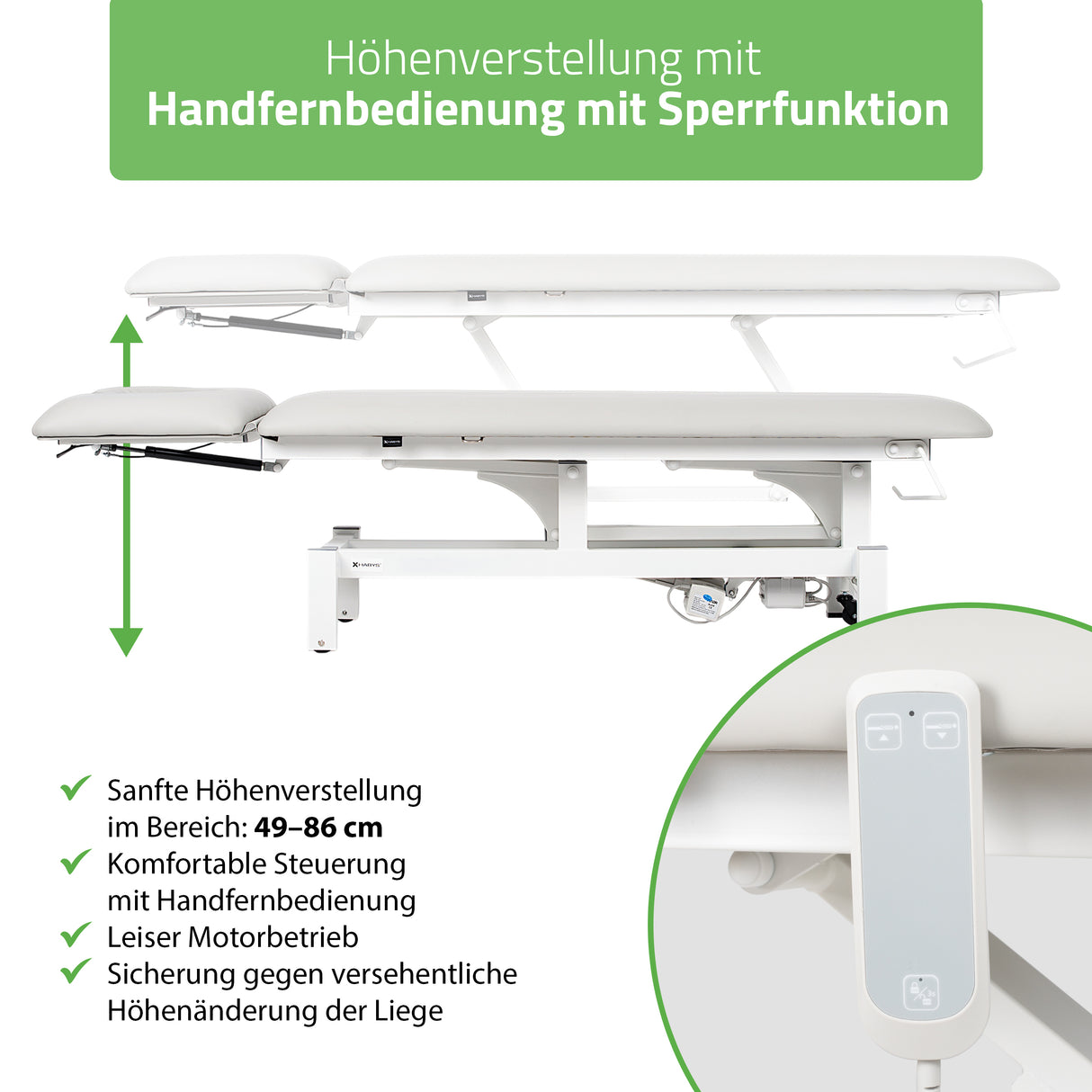 Massageliege Elektrisch Fortis 2 Ergo | 2-Segmente | Handfernbedienung | 3 Jahre Garantie