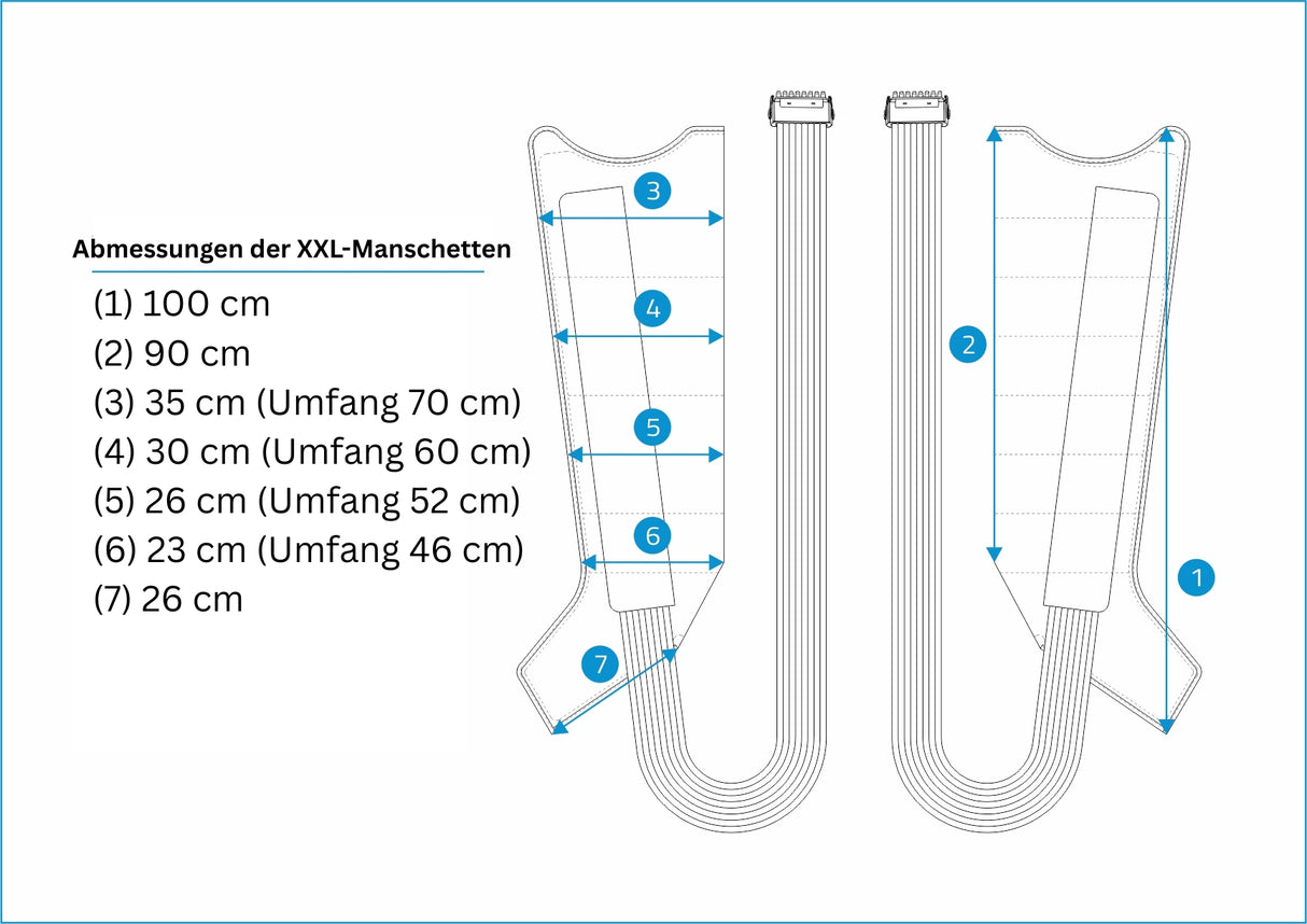 Habys Gerät für Lymphdrainage und Pressotherapie Standard 8 | 8 Luftkammern Beinmanschetten XXL | Luftschläuche