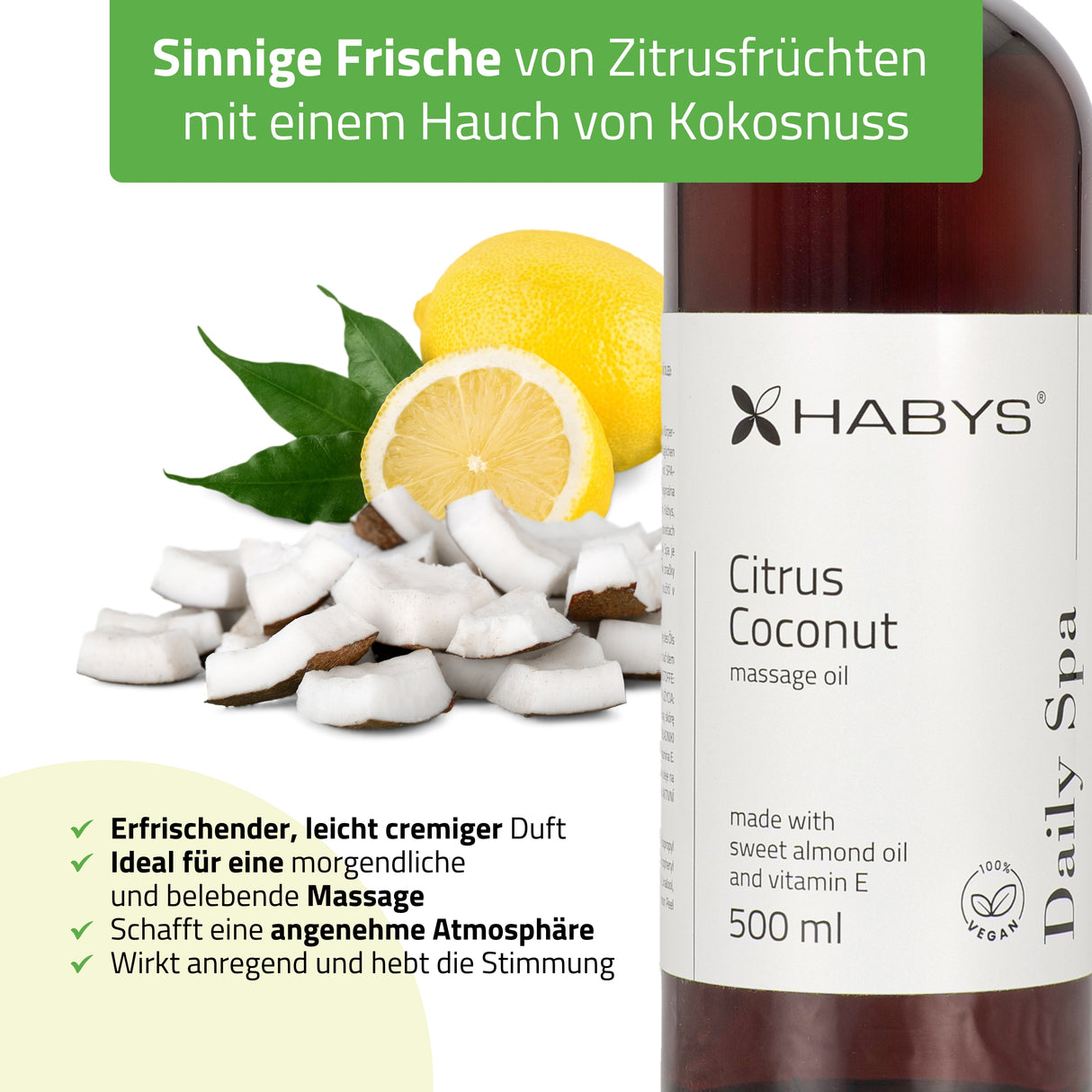 Massageöl Daily Spa | Citrus Coconut | HABYS 500 ml