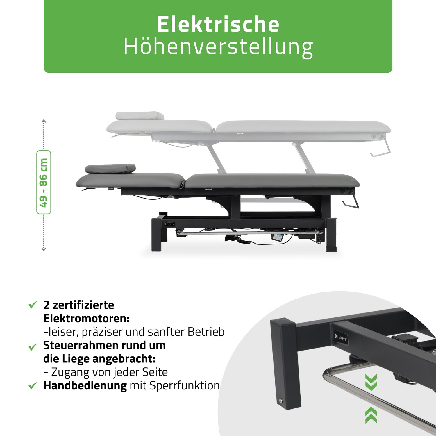Massageliege Elektrisch Fortis 2 | 2-Segmente | Handfernbedienung Steuerrahmen | 3 Jahre Garantie
