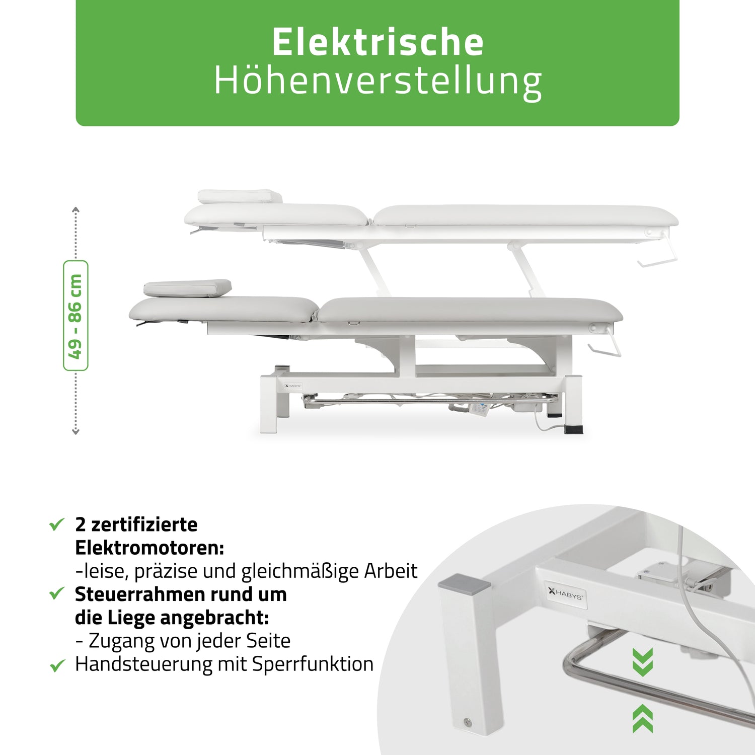 Massageliege Elektrisch Fortis 2 | 2-Segmente | Handfernbedienung Steuerrahmen | 3 Jahre Garantie
