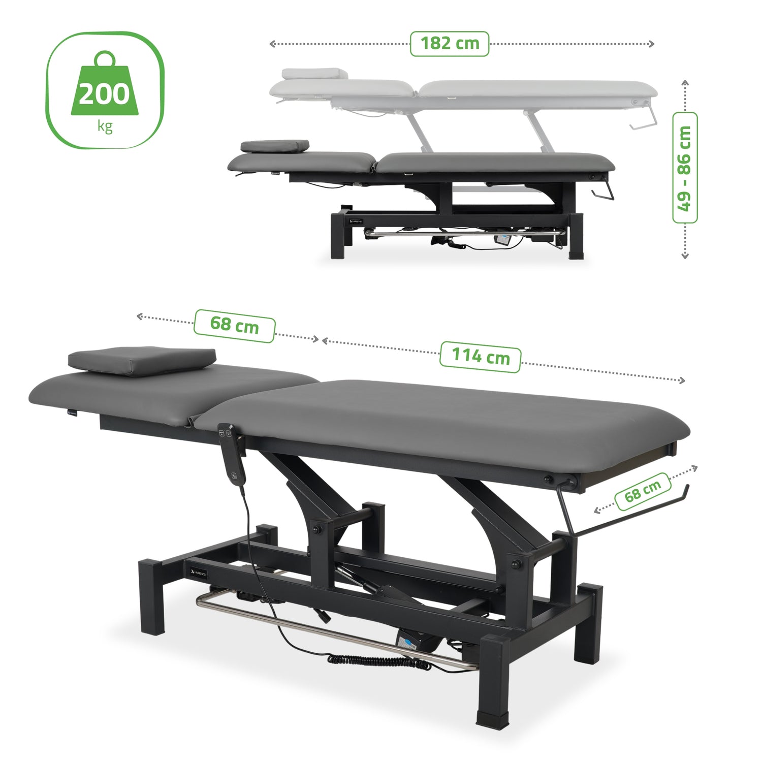 Massageliege Elektrisch Fortis 2 | 2-Segmente | Handfernbedienung Steuerrahmen | 3 Jahre Garantie