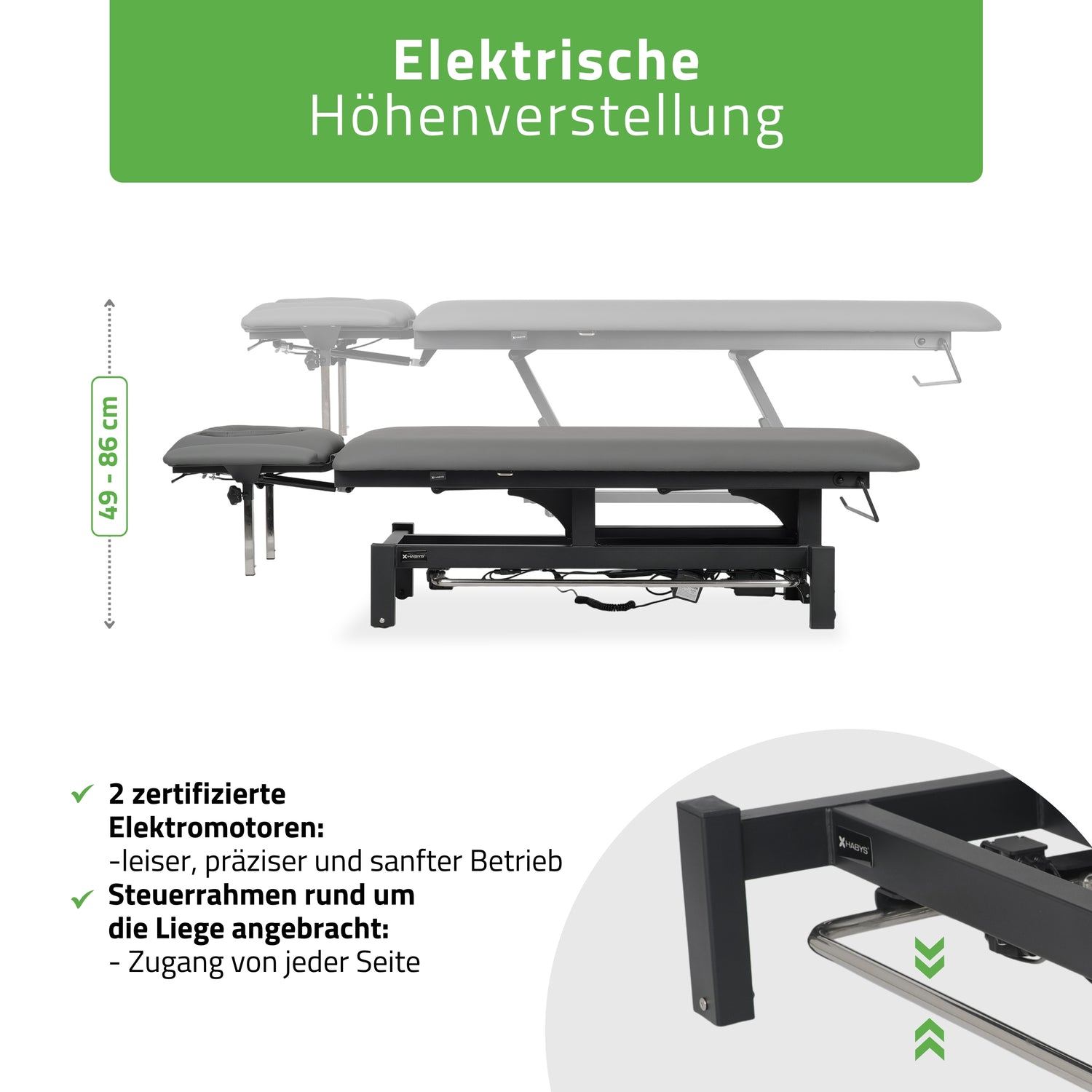 Massageliege Elektrisch Fortis 4 Ergo | 4-Segmente | Handfernbedienung Steuerrahmen | 3 Jahre Garantie