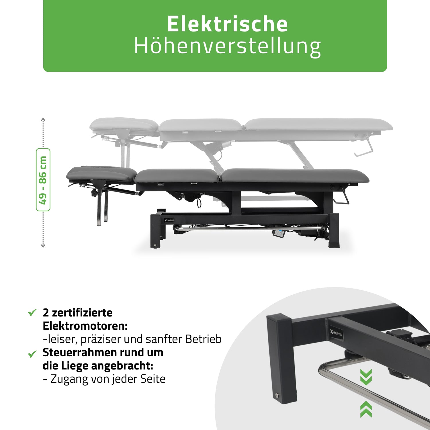 Massageliege Elektrisch Fortis 5 Ergo | 5-Segmente | Handfernbedienung Steuerrahmen | 3 Jahre Garantie