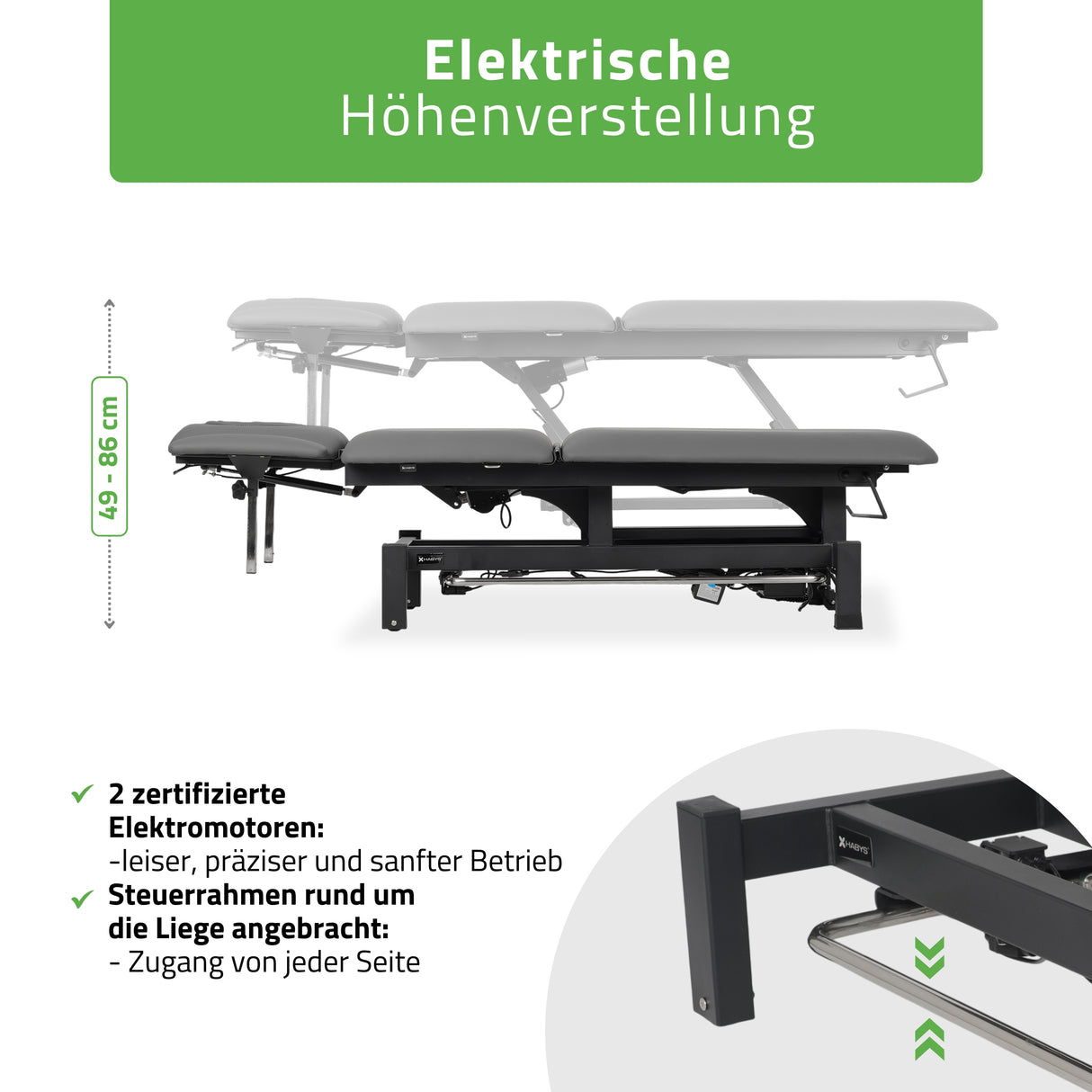 Massageliege Elektrisch Fortis 5 Ergo | 5-Segmente | Handfernbedienung Steuerrahmen | 3 Jahre Garantie