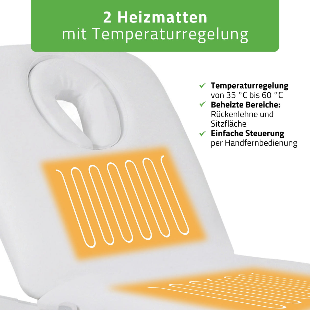 Kosmetikliege Elektrisch mit Heizung Camilla Ergo 2 | 3 Jahre Garantie