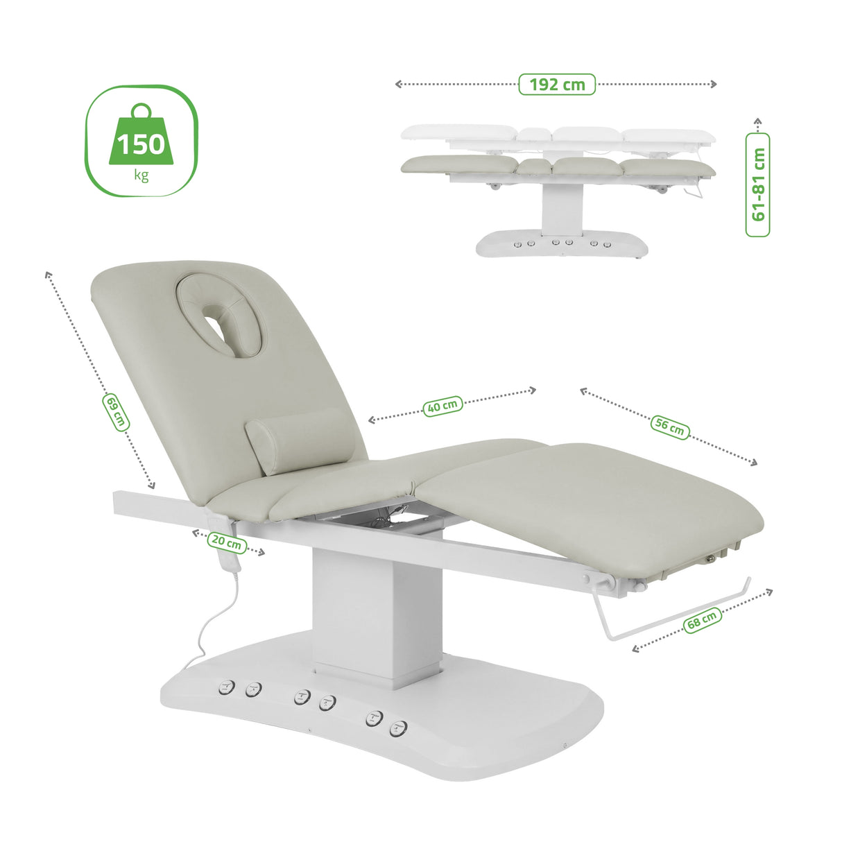 Kosmetikliege Elektrisch mit Heizung | Serenity Ergo 4 | für Massage und SPA Anwendungen | 3 Jahre Garantie