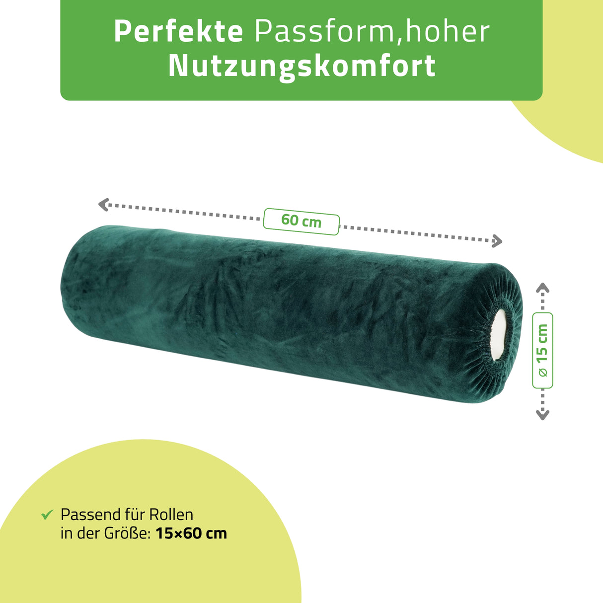 Velours Bezug für Lagerungsrolle mit Gummizug | 15x60