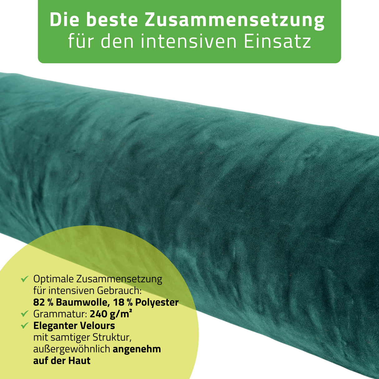 Velours Bezug für Lagerungsrolle mit Gummizug | 15x60