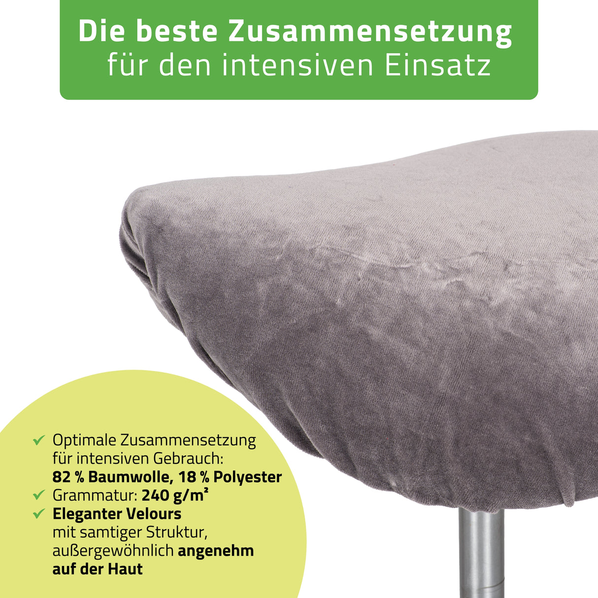 Velours Bezug für Rollhocker mit Gummizug | Durchmesser 34-40 cm