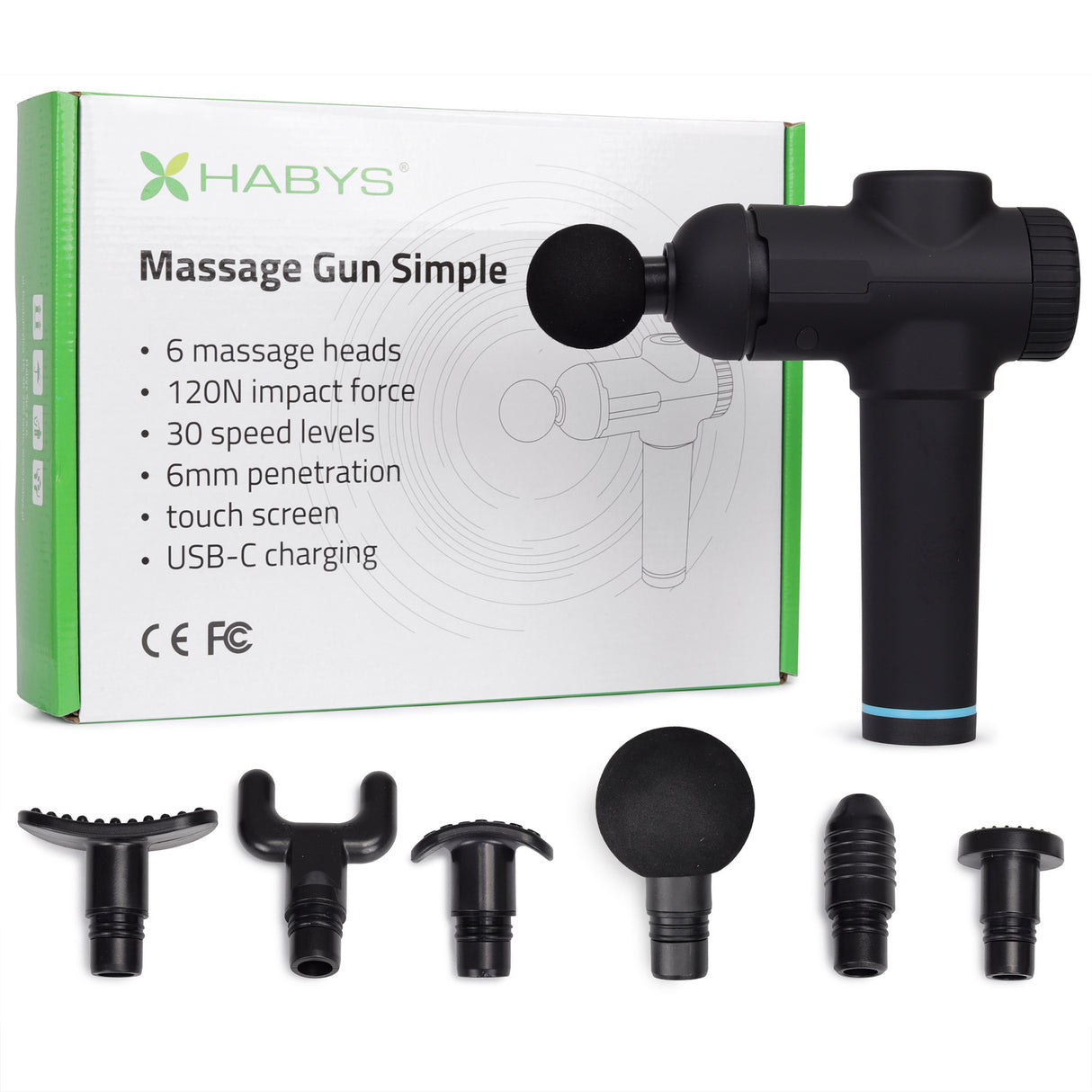 Habys Massagepistool Simple | Massage Gun, Vibratie-massageapparaat