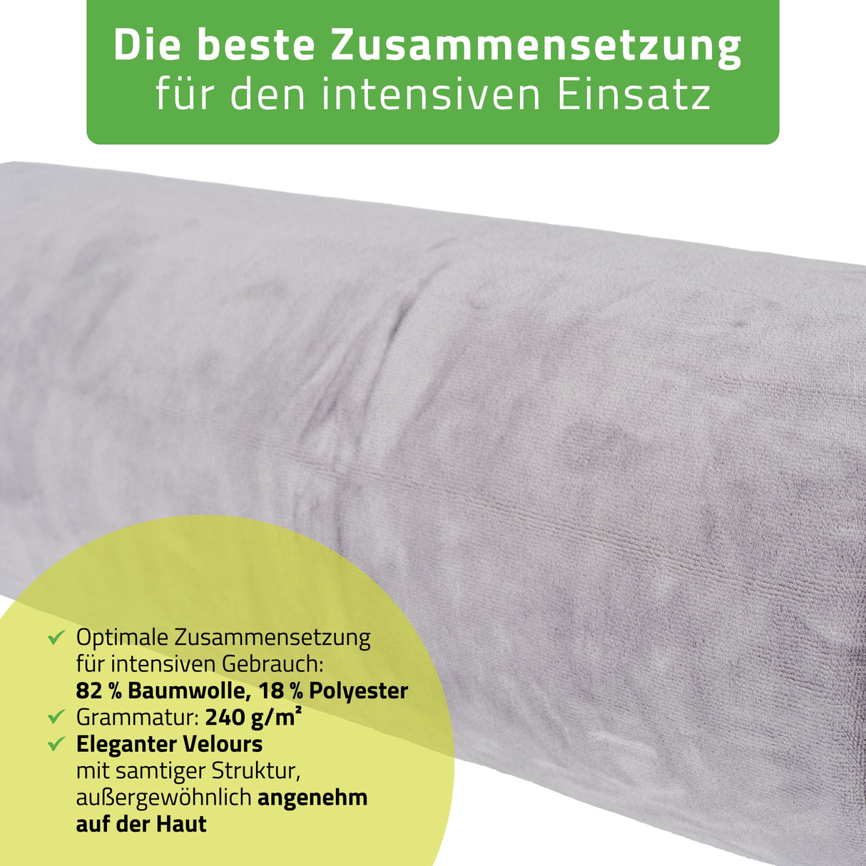 Velours Bezug für Lagerungsrolle mit Gummizug | 15x60