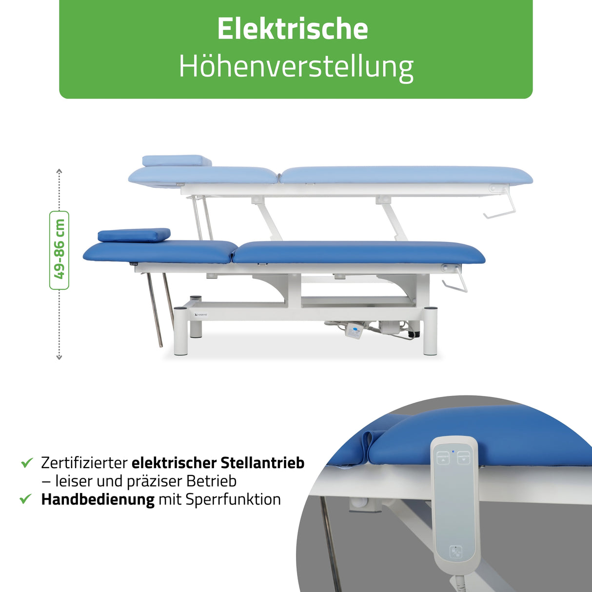 Massageliege Elektrisch Optima | 2-Segmente | Handfernbedienung