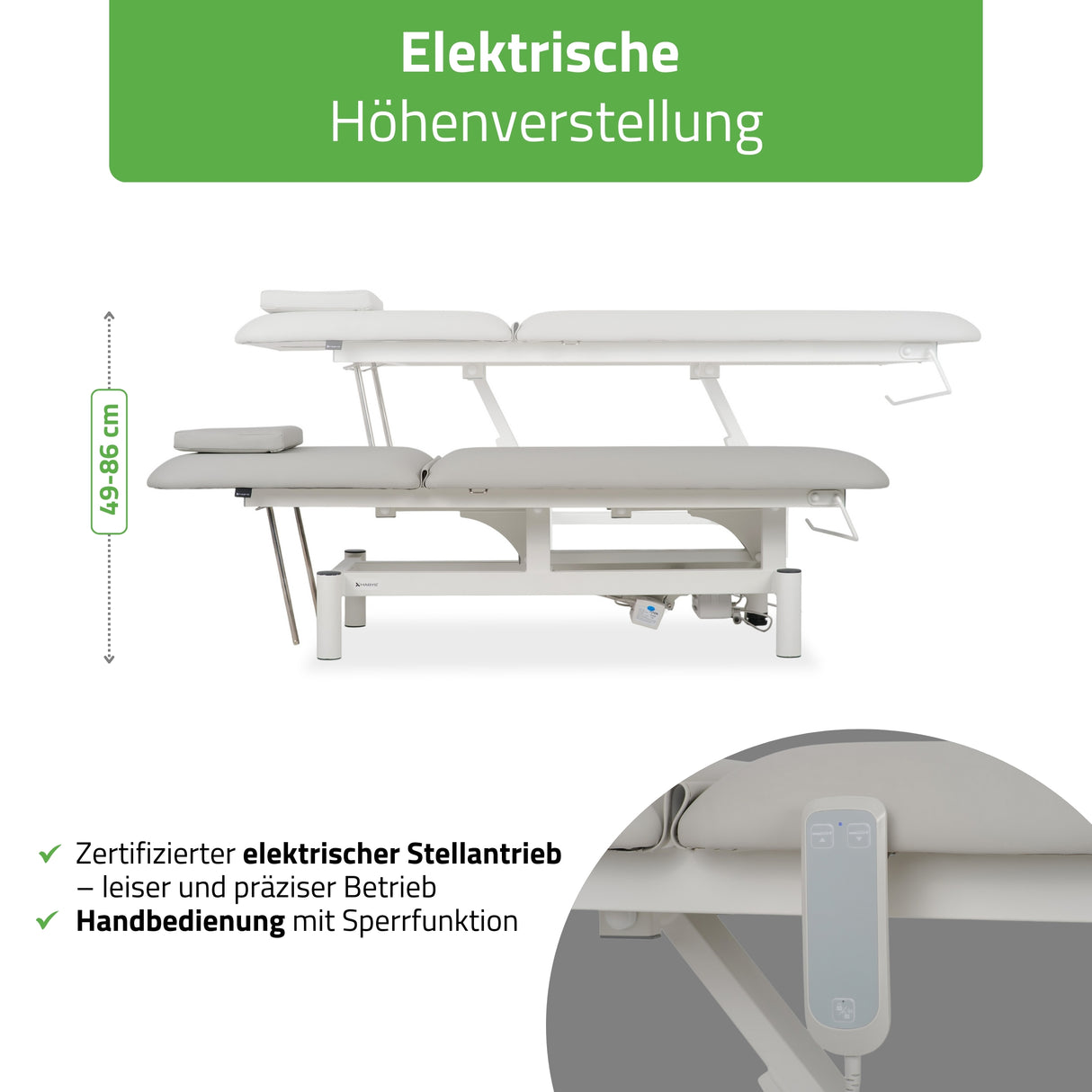 Massageliege Elektrisch Optima | 2-Segmente | Handfernbedienung