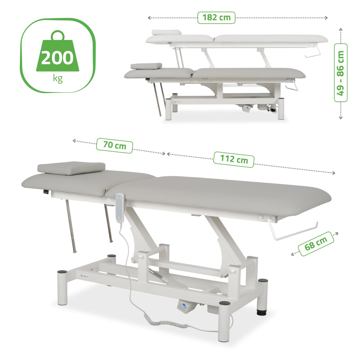 Massageliege Elektrisch Optima | 2-Segmente | Handfernbedienung