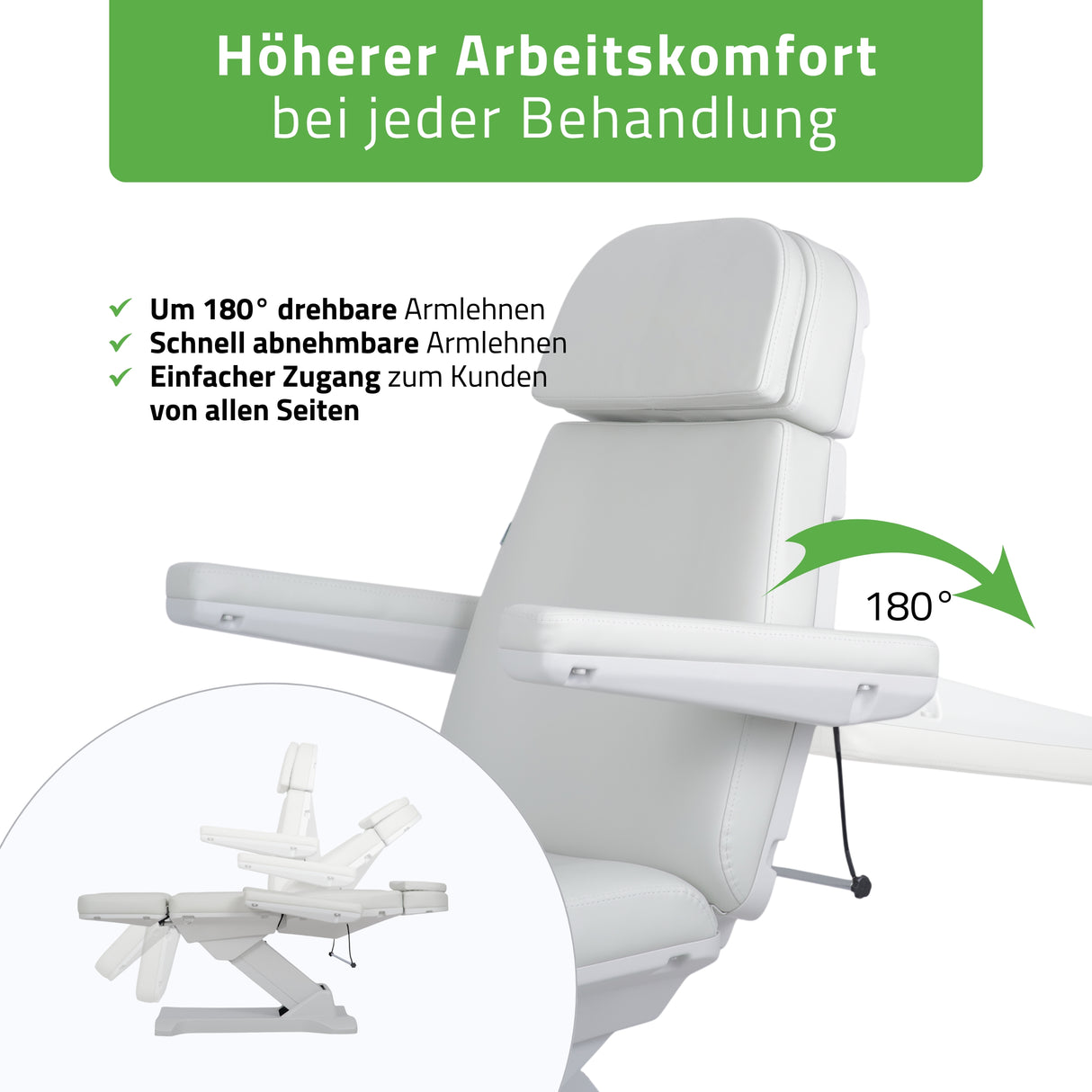 Kosmetikliege Elektrisch | Selia PRO 4 | Kosmetiksessel mit elektrischer Verstellung | Handfernbedienung | 3 Jahre Garantie