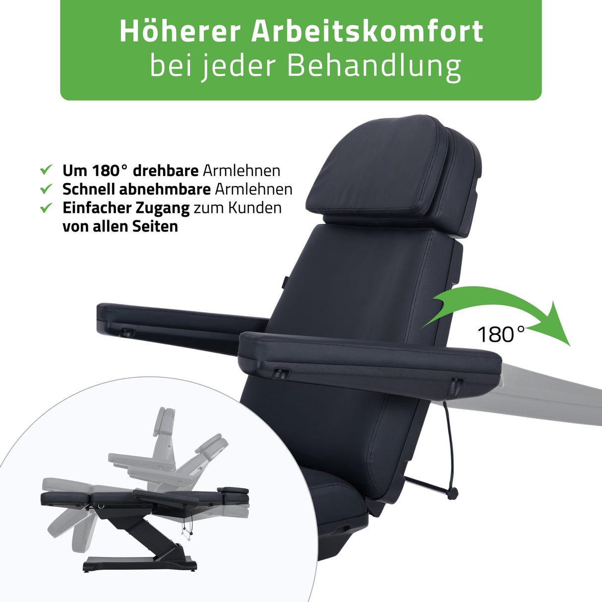 Kosmetikliege Elektrisch | Selia PRO 4 | Kosmetiksessel mit elektrischer Verstellung | Handfernbedienung | 3 Jahre Garantie