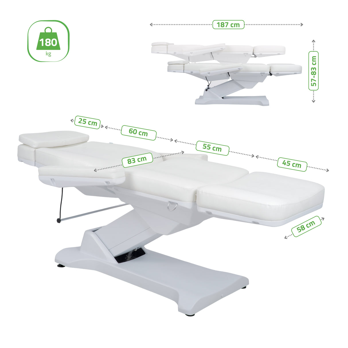 Kosmetikliege Elektrisch | Selia PRO 4 | Kosmetiksessel mit elektrischer Verstellung | Handfernbedienung | 3 Jahre Garantie