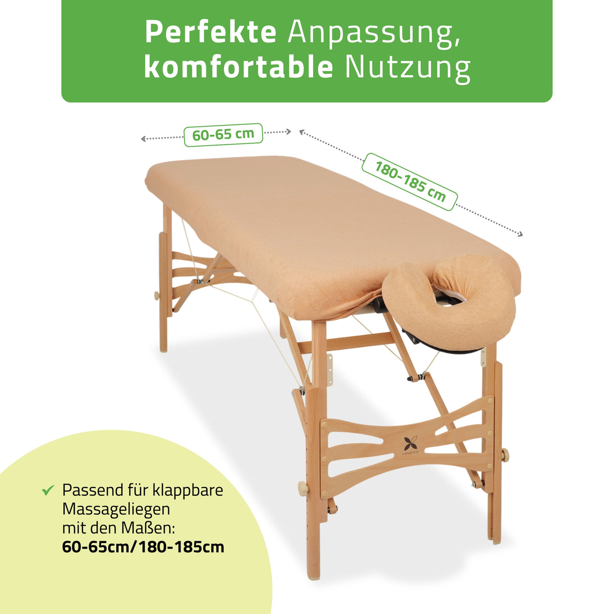 Set | Einteiliges Frottee Spannlaken für klappbare Massageliegen 60-65/180-185 | + Frottee-Bezug für die Kopfstütze
