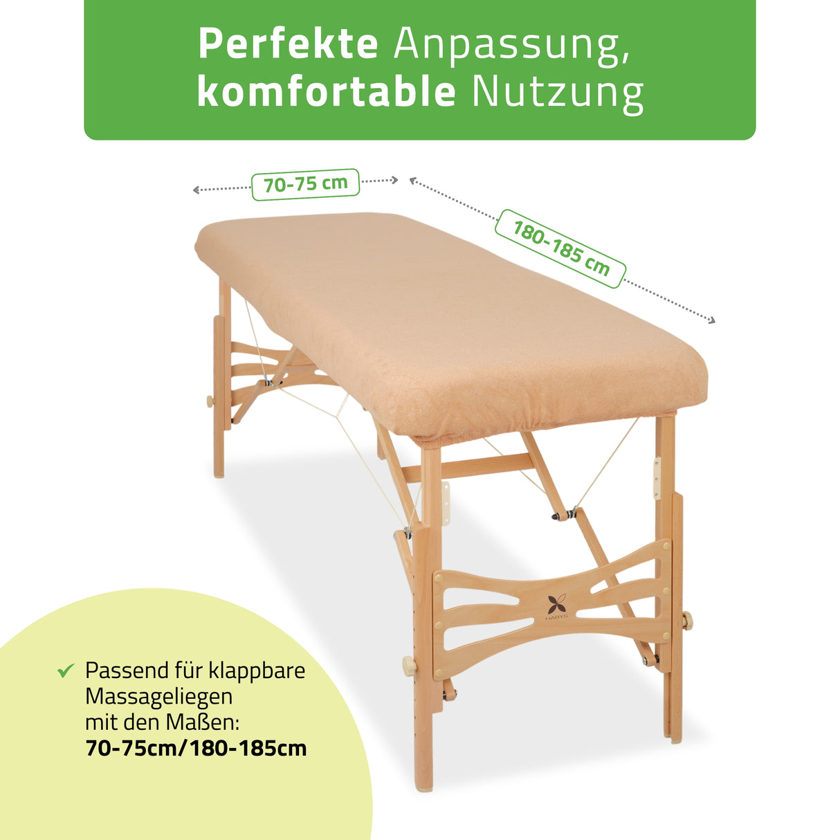 Frottee Bezug für klappbare Massageliegen | 1-teilig | 70-75/180-185 cm