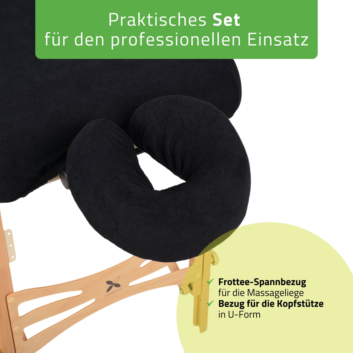 Set | Einteiliges Frottee Spannlaken für klappbare Massageliegen 70-75/180-185 | + Frottee-Bezug für die Kopfstütze