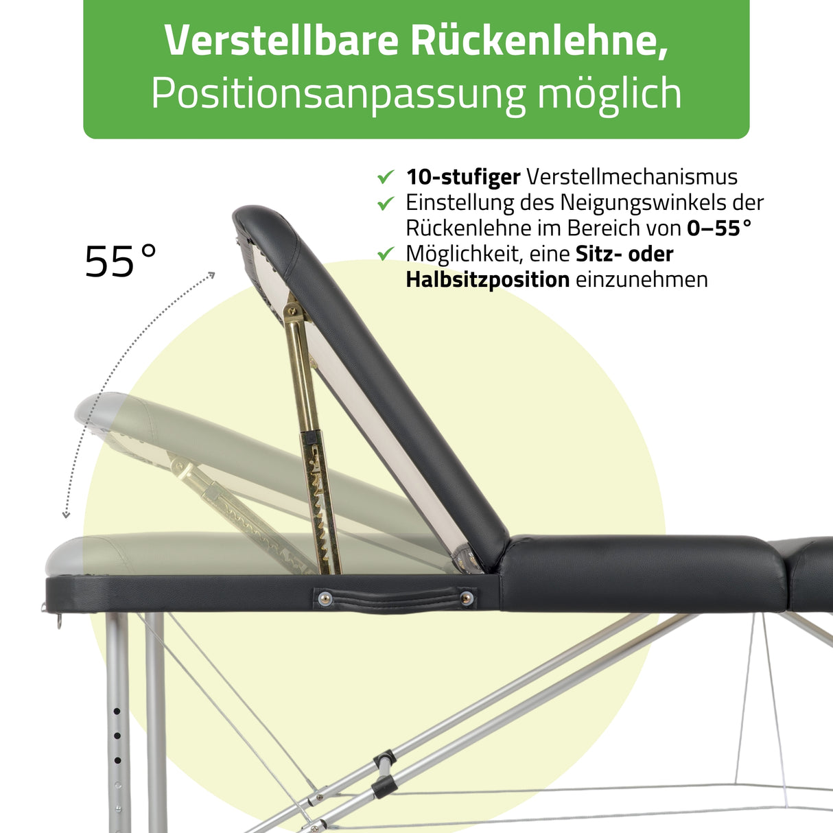 Massageliege Klappbar Adele | Kosmetikliege Tattooliege | Schwarz