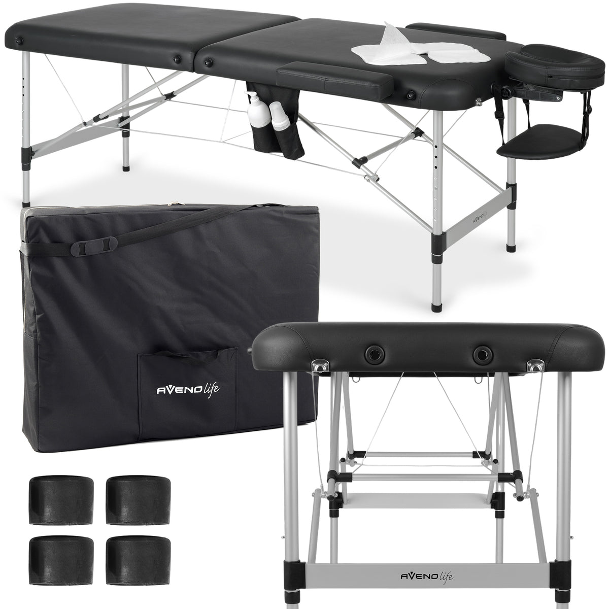 Massagetafel Inklapbaar Nadia | Cosmetische Massagetafel | Zwart 70 cm