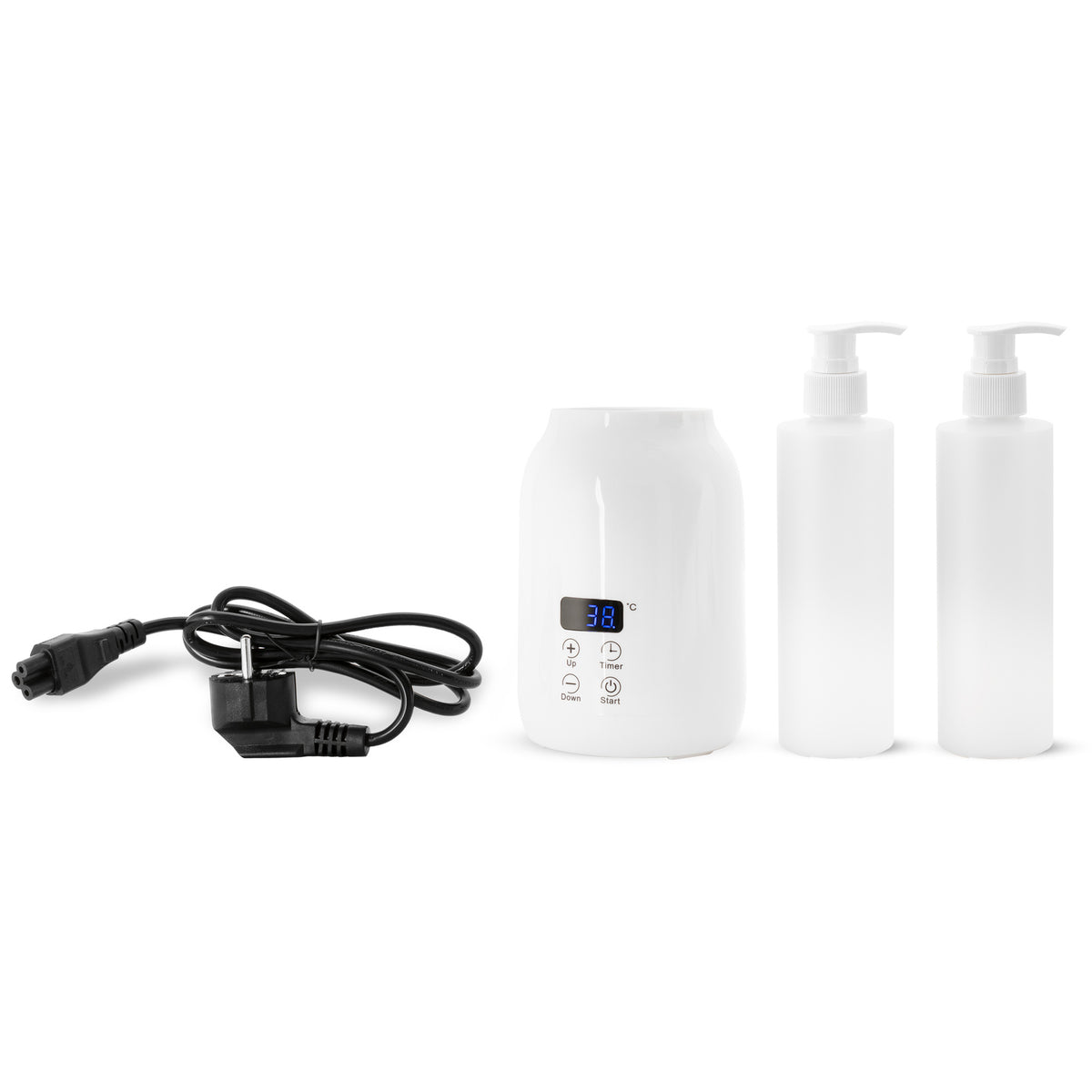 Habys Massageöl-Erwärmer | mit zwei 250 ml Flaschen | Weiß