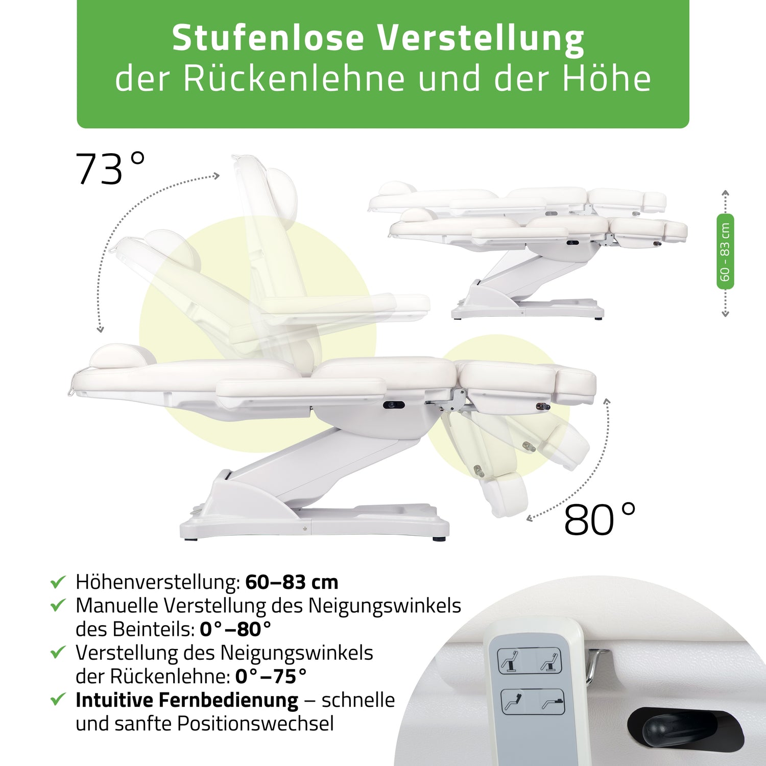 Kosmetikliege Elektrisch | Elara PRO 6P | Kosmetiksessel mit elektrischer Verstellung | Handfernbedienung | 2 - Motoren | 3 Jahre Garantie