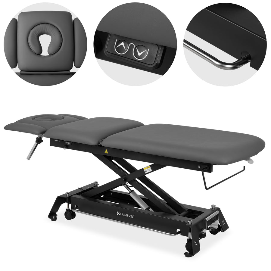 Therapieliege Elektrisch Evero Cross X5 Ergo | 5-Segmente | Steuerrahmen | Grau-Schwarz