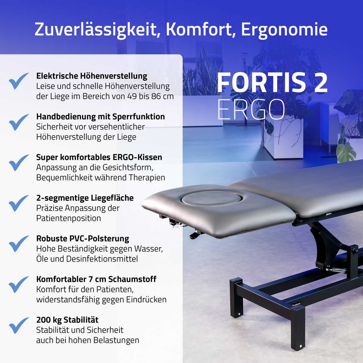 Massageliege Elektrisch Fortis 2 Ergo | 2-Segmente | Handfernbedienung | 3 Jahre Garantie