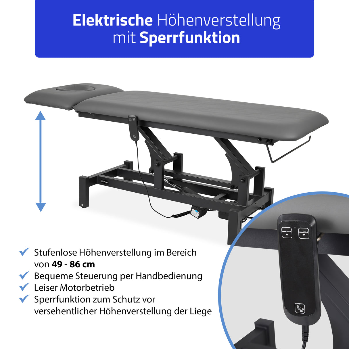 Massageliege Elektrisch Fortis 2 Ergo | 2-Segmente | Handfernbedienung | 3 Jahre Garantie