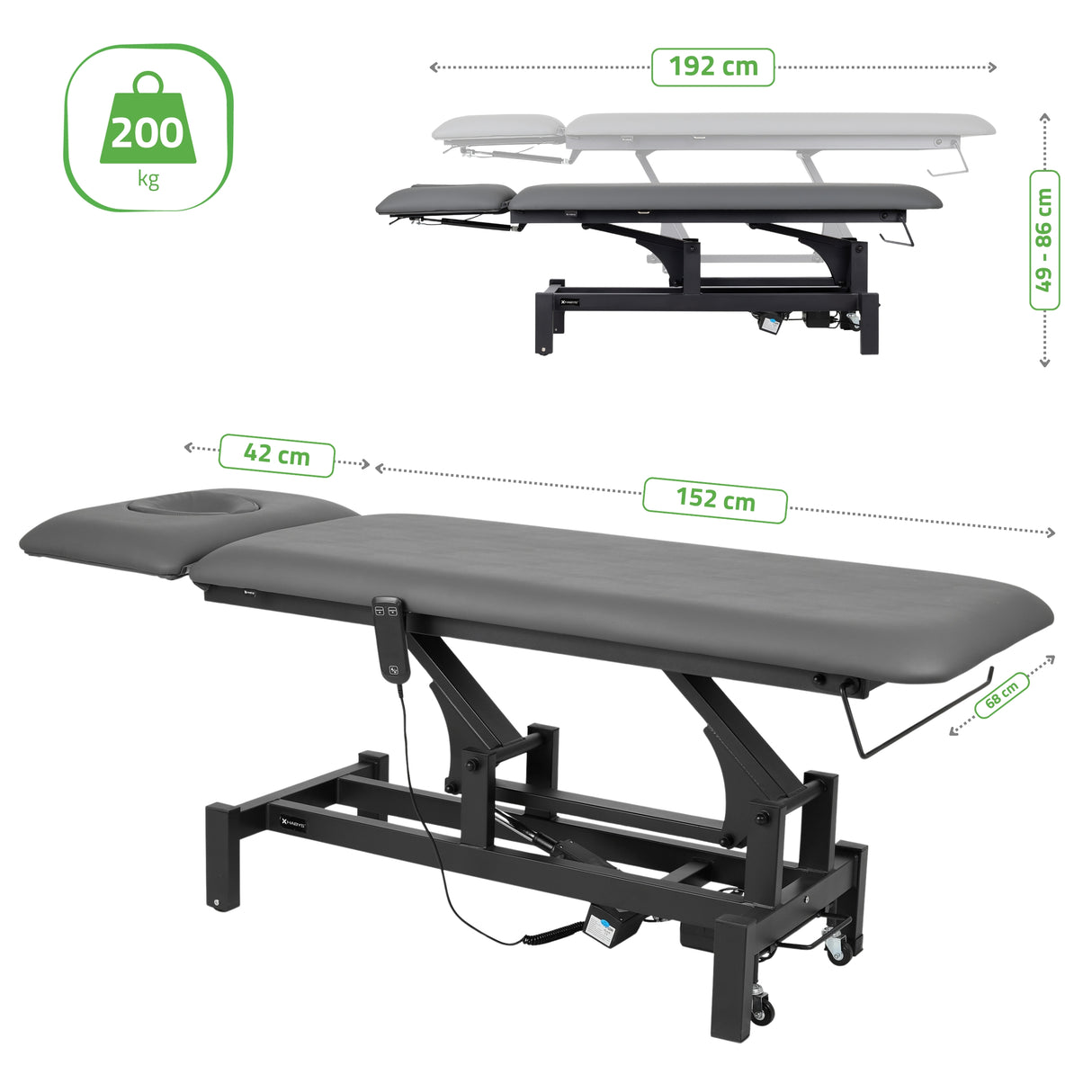 Massageliege Elektrisch Fortis 2 Ergo | 2-Segmente | Handfernbedienung | 3 Jahre Garantie