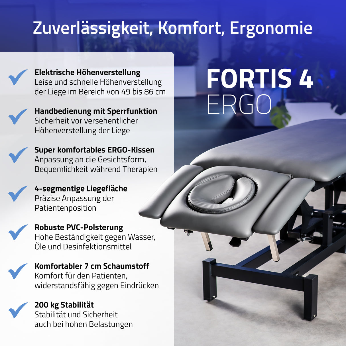 Massageliege Elektrisch Fortis 4 Ergo | 4-Segmente | Handfernbedienung | 3 Jahre Garantie