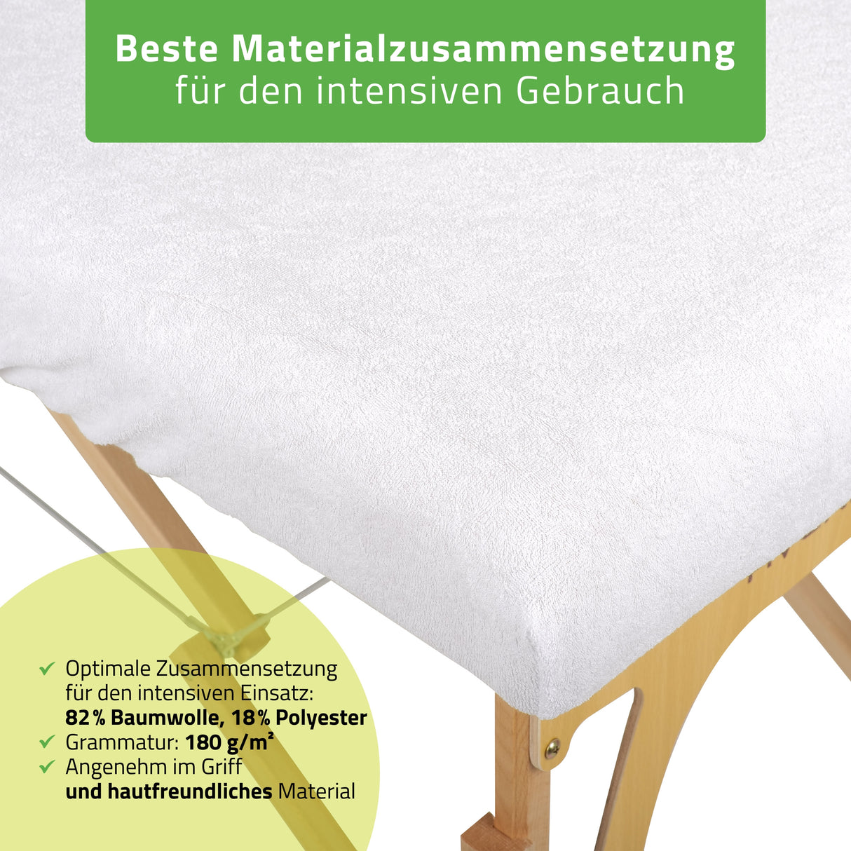 Set | Einteiliges Frottee Spannlaken für klappbare Massageliegen 60/165 | + Frottee-Bezug für die Kopfstütze