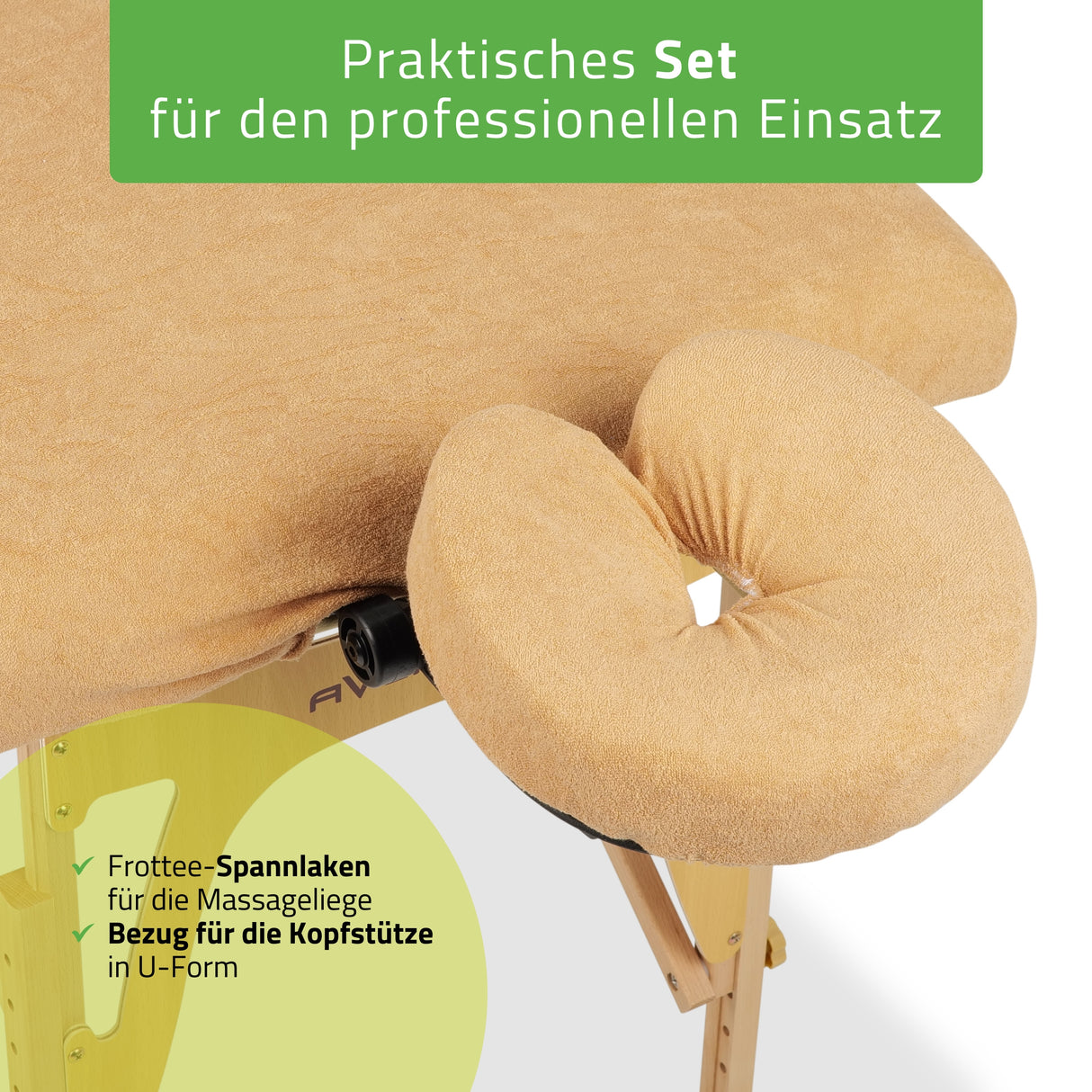 Set | Einteiliges Frottee Spannlaken für klappbare Massageliegen 60/165 | + Frottee-Bezug für die Kopfstütze