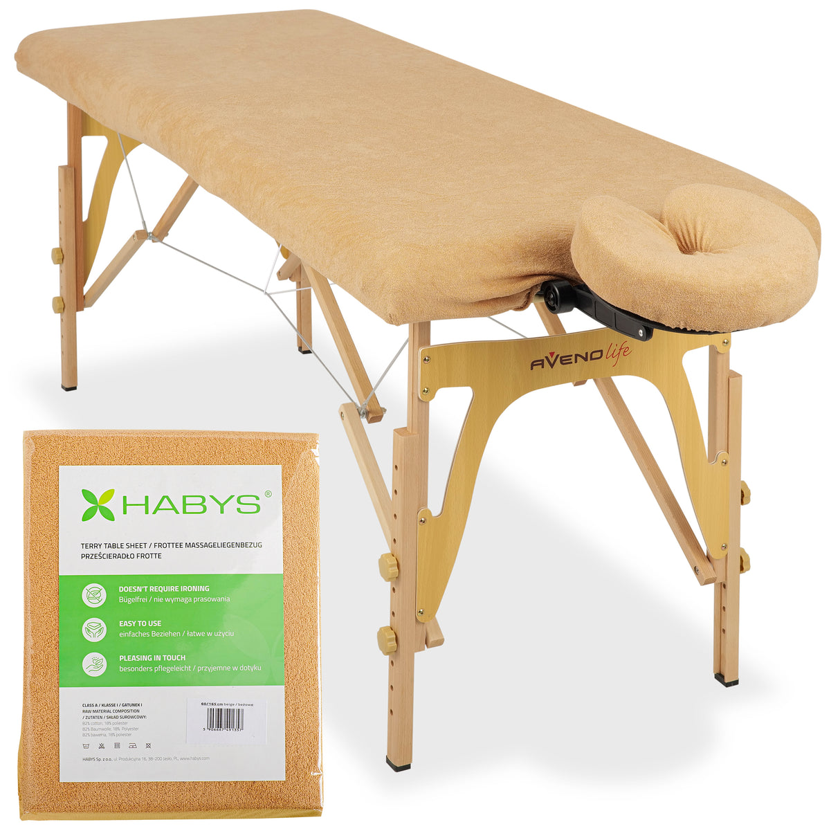 Set | Einteiliges Frottee Spannlaken für klappbare Massageliegen 60/165 | + Frottee-Bezug für die Kopfstütze