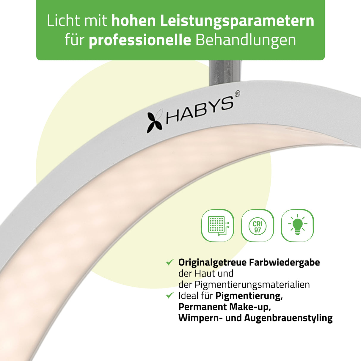 Habys VENA LED-Kosmetiklampe | 45W | für Wimpern-, Augenbrauenstyling und Permanent Make-up