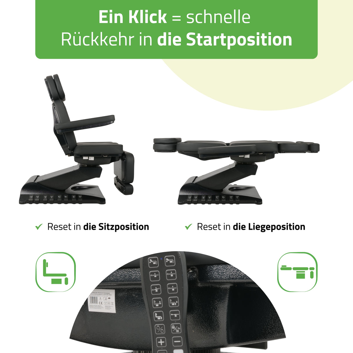 Kosmetikliege Elektrisch | Luxoria PRO 5 | Kosmetiksessel mit elektrischer Verstellung | Schwarz | 3 Jahre Garantie