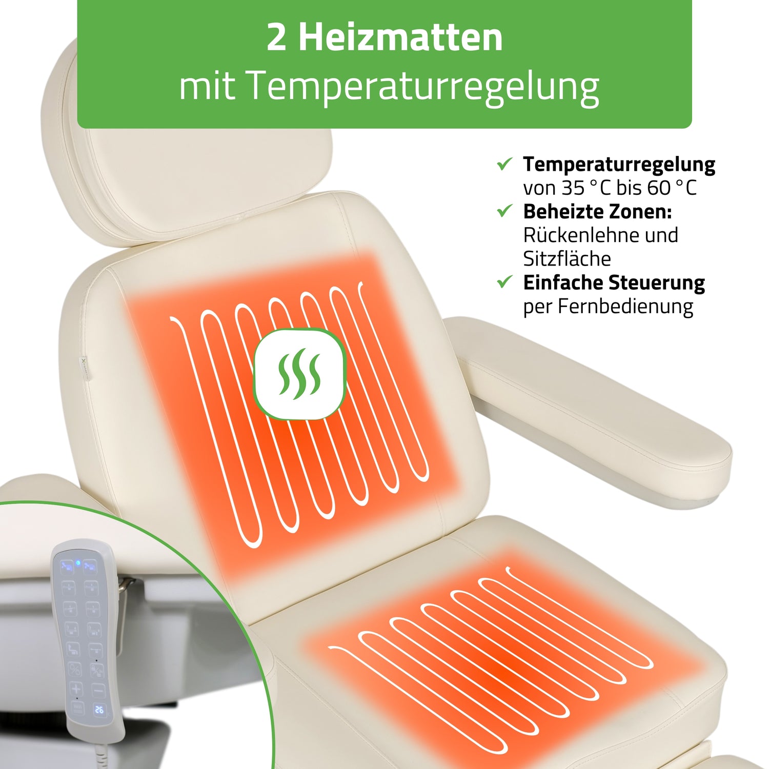 Kosmetikliege Elektrisch | Luxoria PRO 5 | Kosmetiksessel mit elektrischer Verstellung