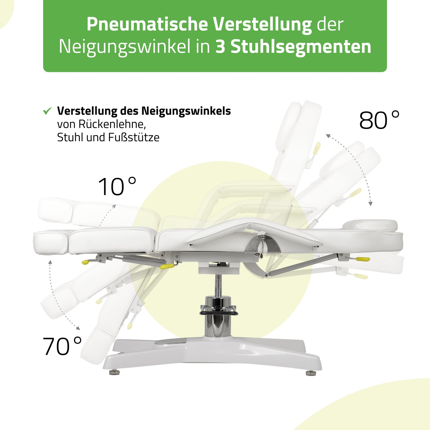 Kosmetikliege Max Hydraulisch | Pneumatische Verstellung | Massageliege