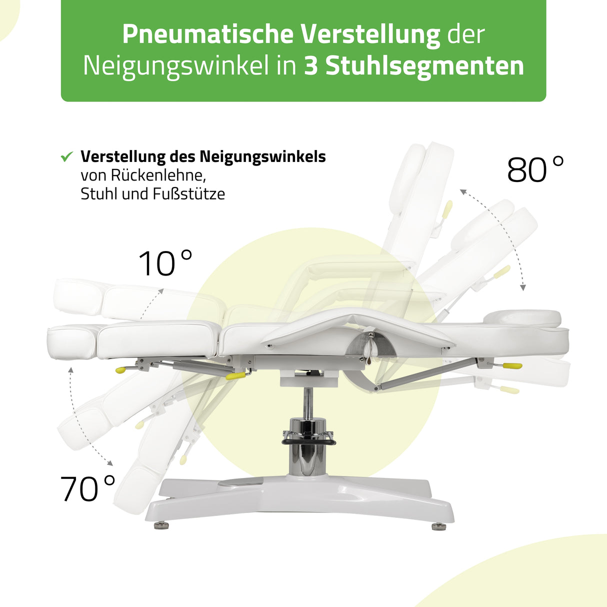 Kosmetikliege Max Hydraulisch | Pneumatische Verstellung | Massageliege