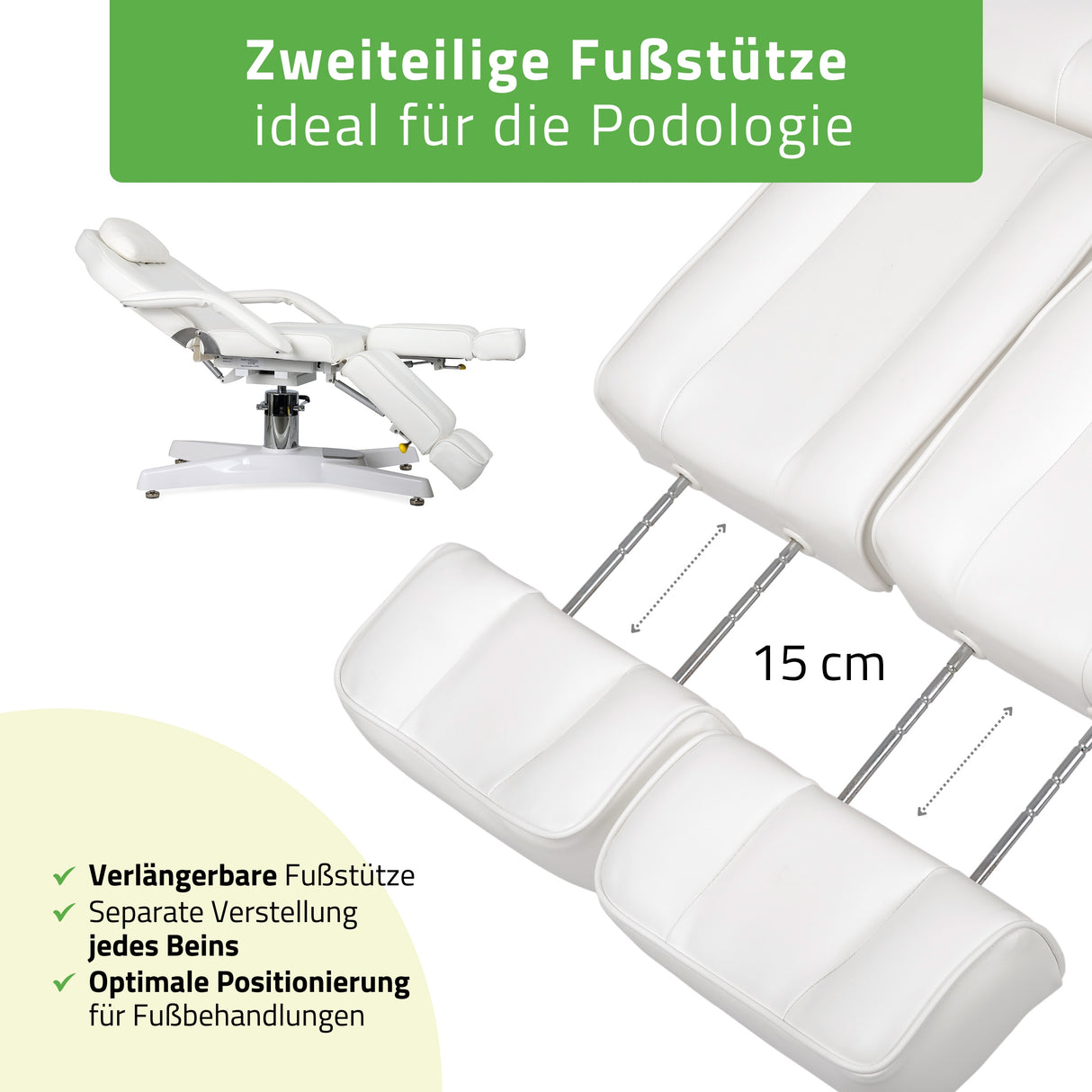 Kosmetikliege Max Hydraulisch | Pneumatische Verstellung | Massageliege