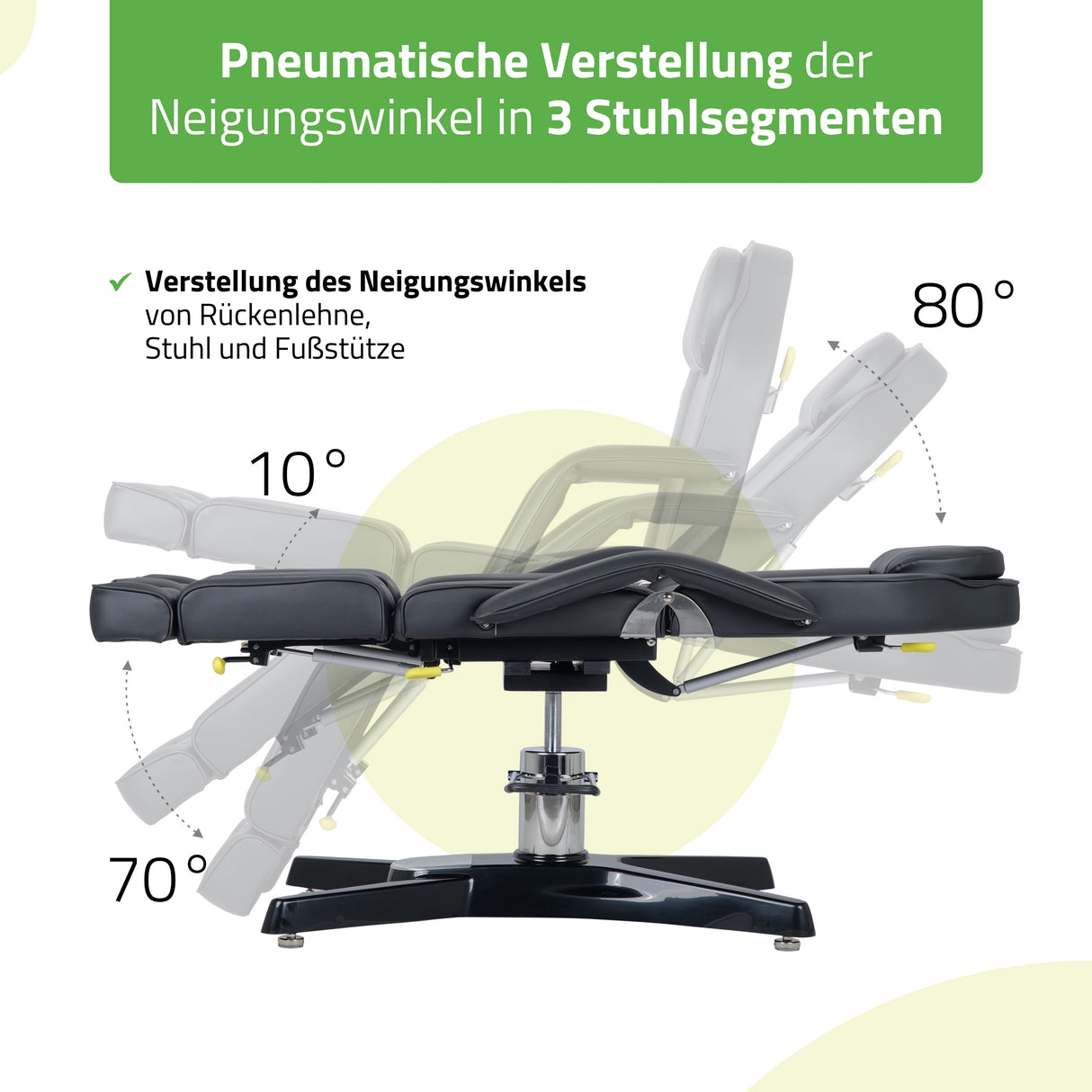 Kosmetikliege Max Hydraulisch | Pneumatische Verstellung | Massageliege