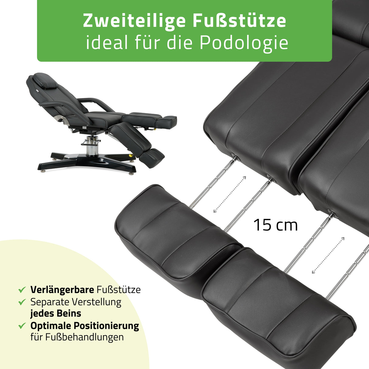 Kosmetikliege Max Hydraulisch | Pneumatische Verstellung | Massageliege