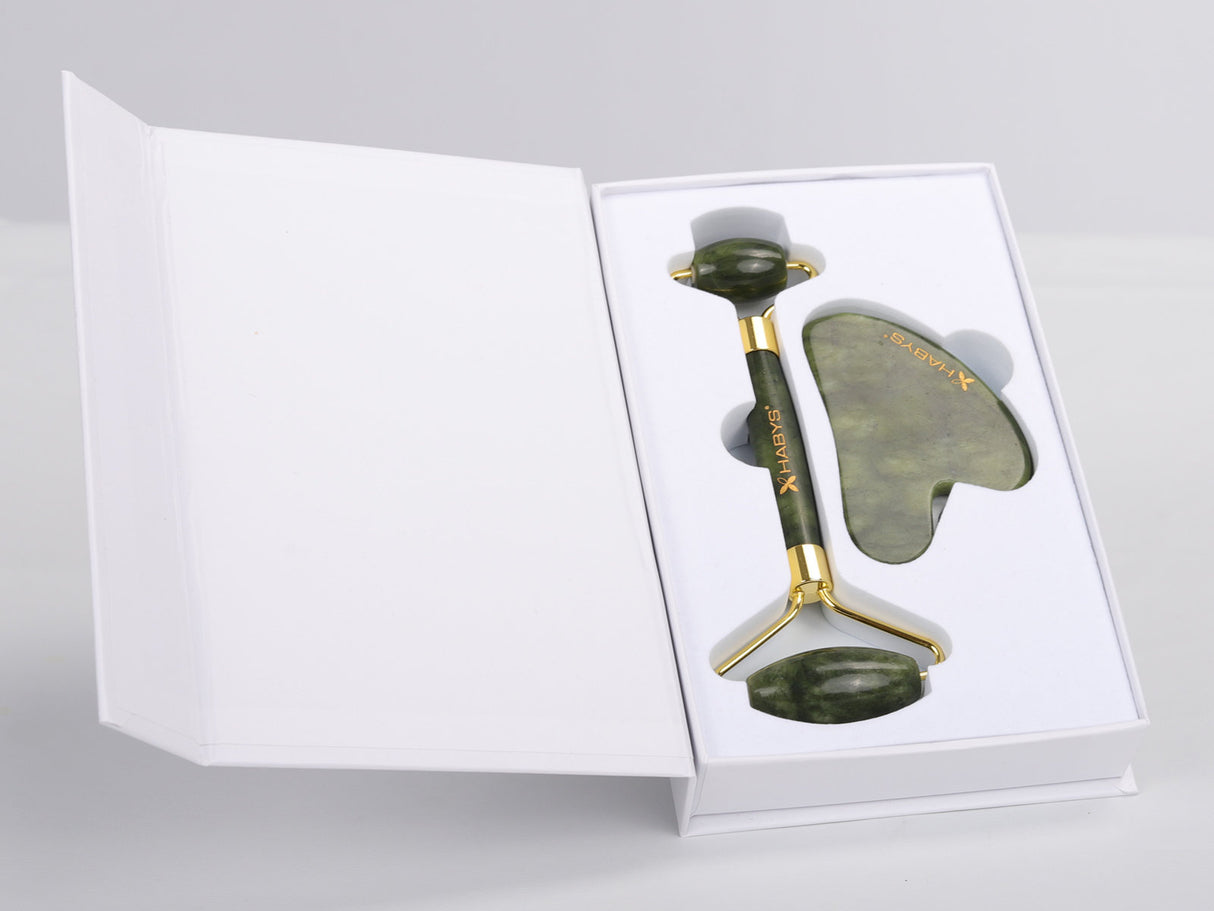 Massage Set Gua Sha van Jadeïet | Steenroller