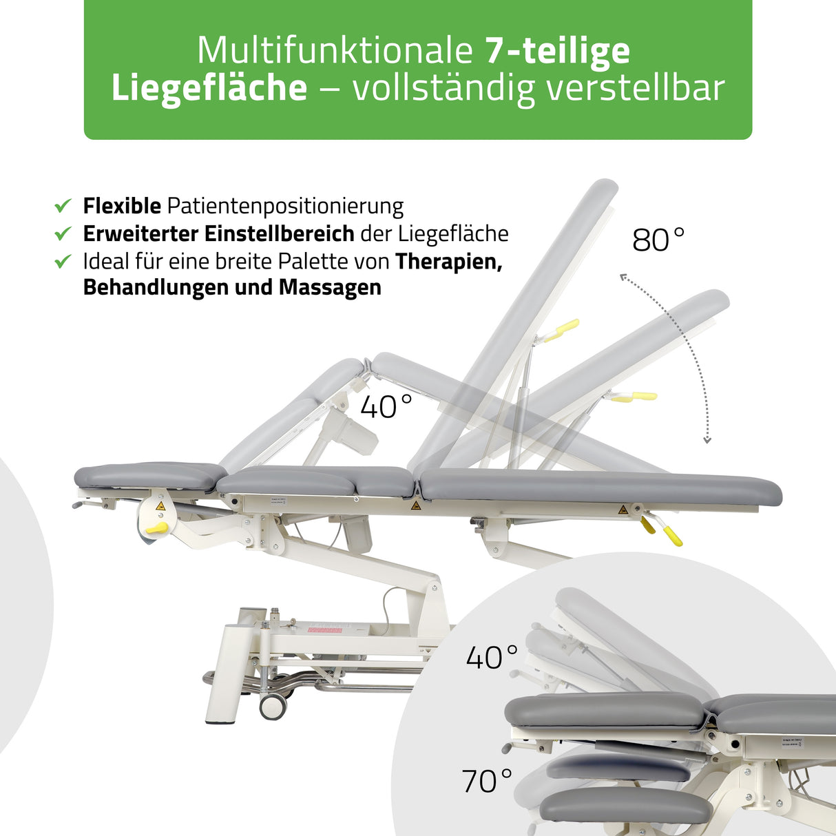 Therapieliege Elektrisch Proxima X7 | 7-Segmente | Steuerrahmen | 3 Jahre Garantie