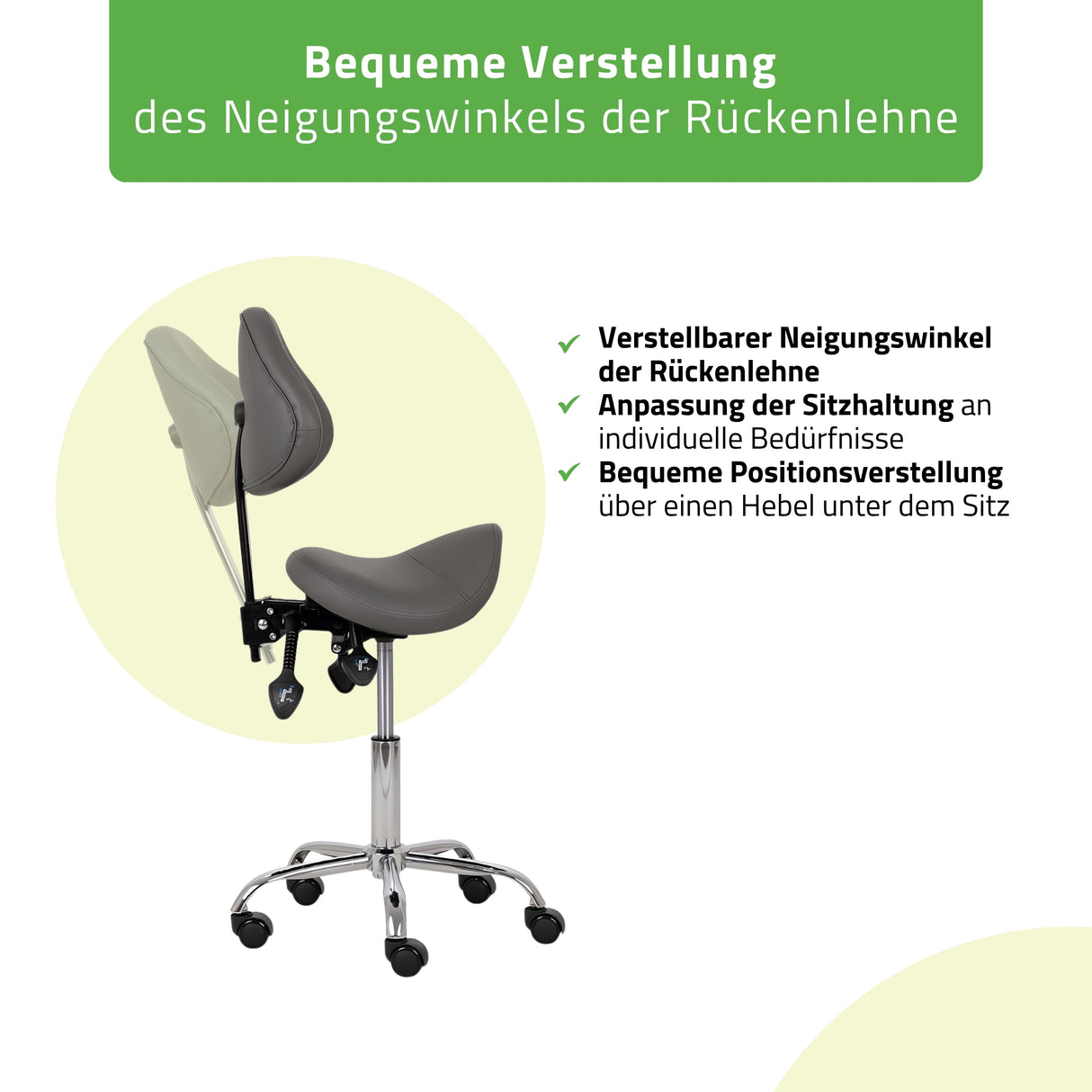 Ergonomische Zadelkruk met Rugleuning Sola